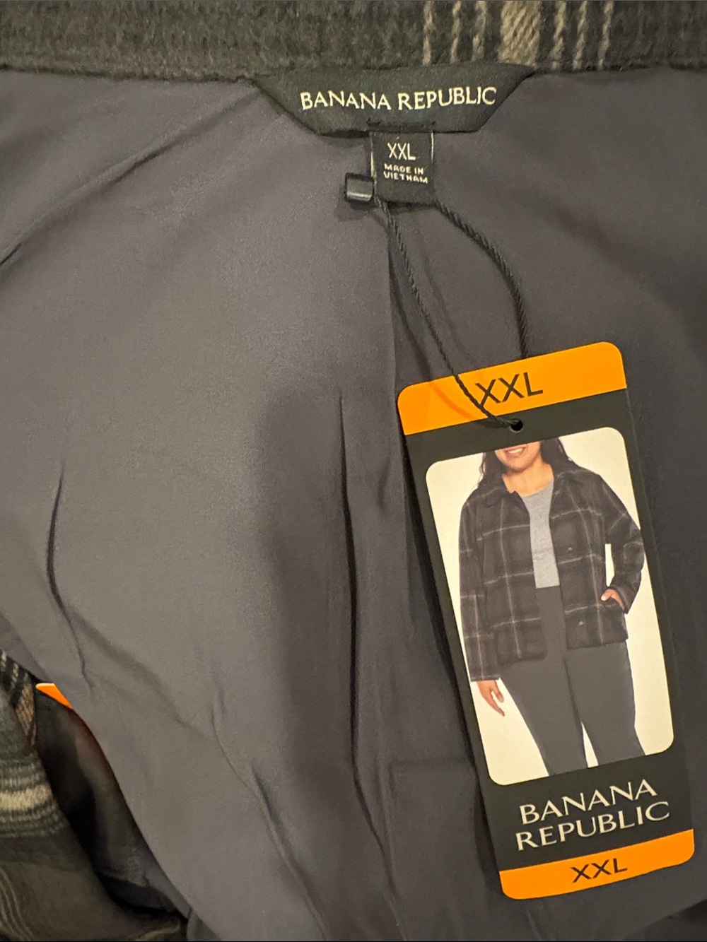 Banana Republic Plaid Collared Women’s Jacket - Black & Gray - Picture 5 of 5
